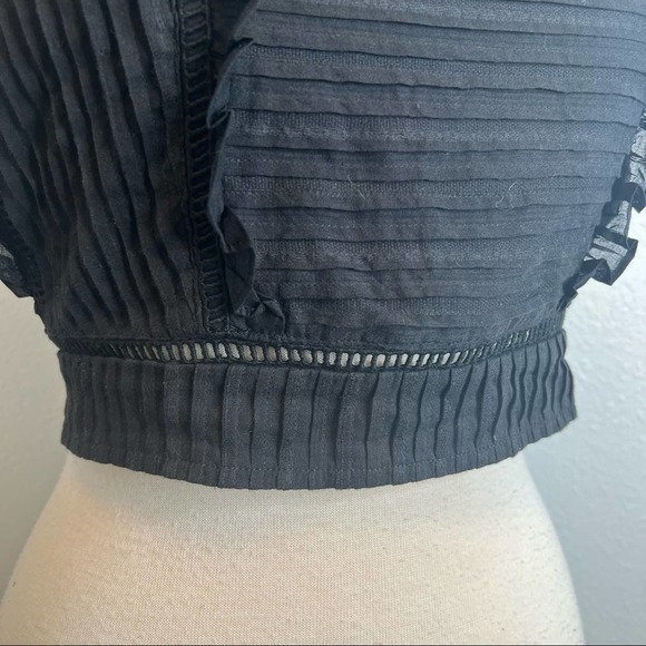 SIR The Label Ciel Lace Up Back Pleated Crop Top Black - Picture 8 of 9